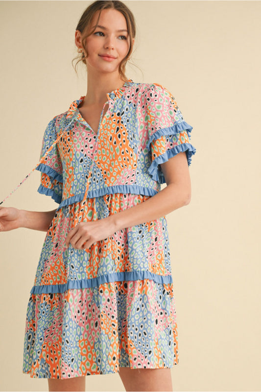 TIERED ABSTRACT DRESS