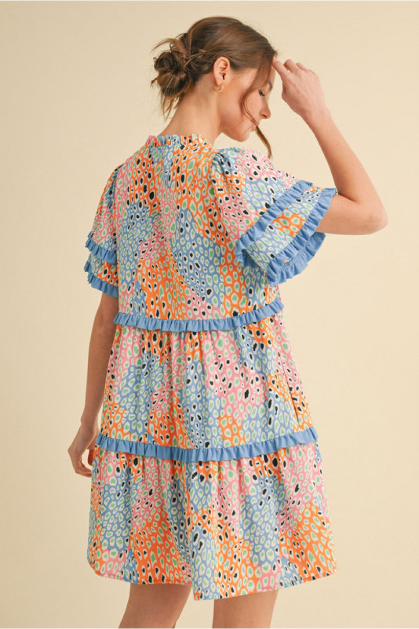 TIERED ABSTRACT DRESS