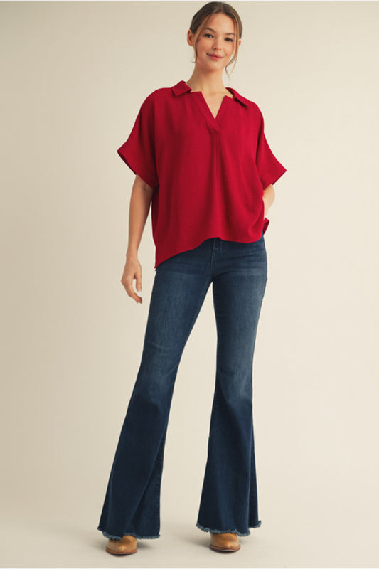 BOXED COLLAR SS BURG TOP