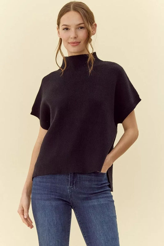 MOCK NECK BLK TOP