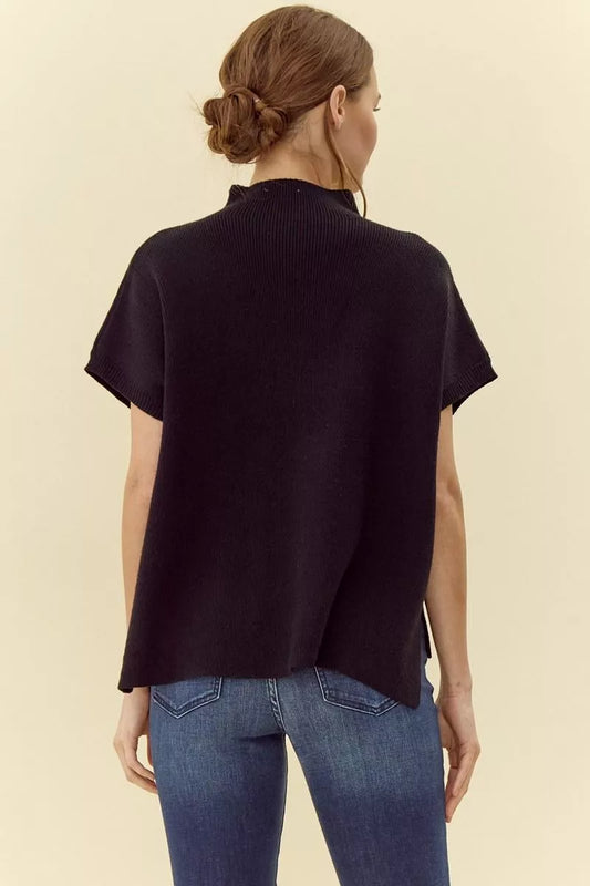 MOCK NECK BLK TOP