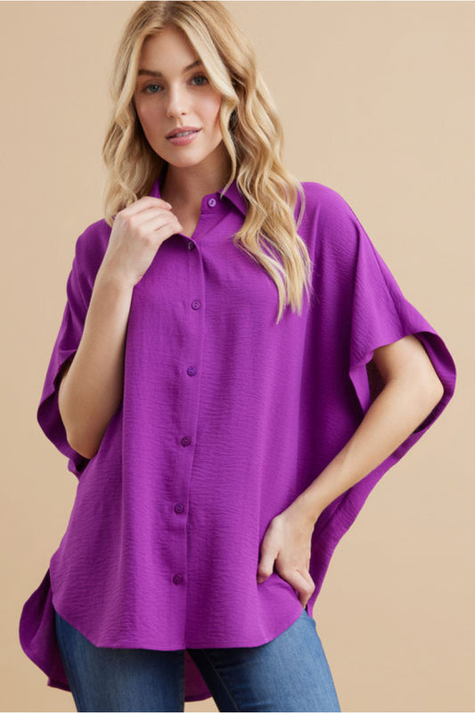 BUTTON DOWN PURPLE TOP