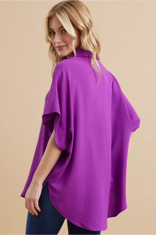 BUTTON DOWN PURPLE TOP