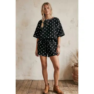 POLKA DOT SCUBA BLACK/WHITE SET