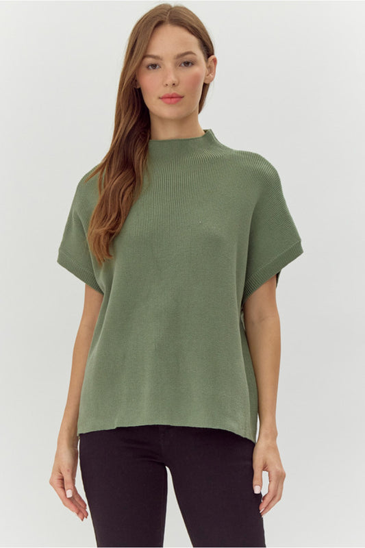 MOCK NECK SAGE TOP