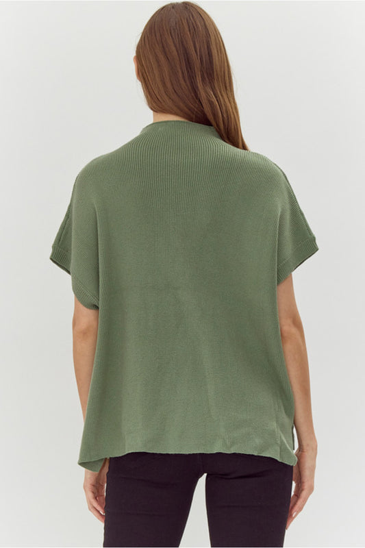 MOCK NECK SAGE TOP