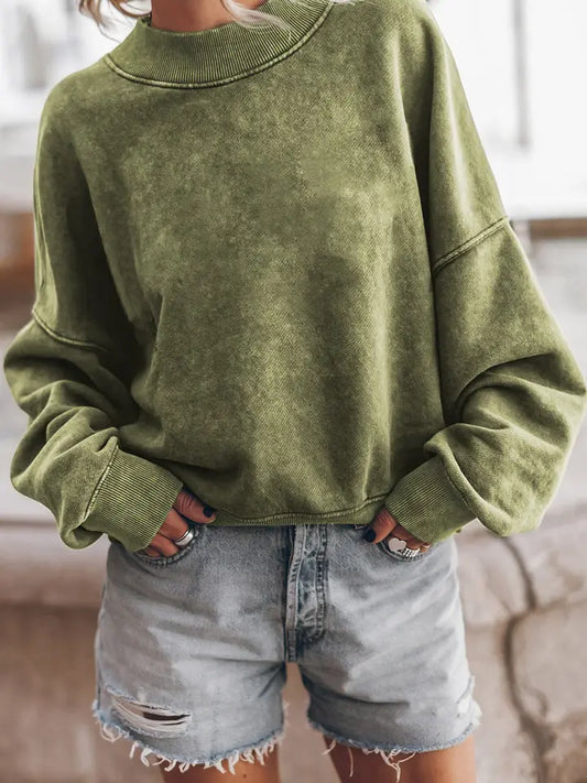 CREW NECK GREEN SWEATER