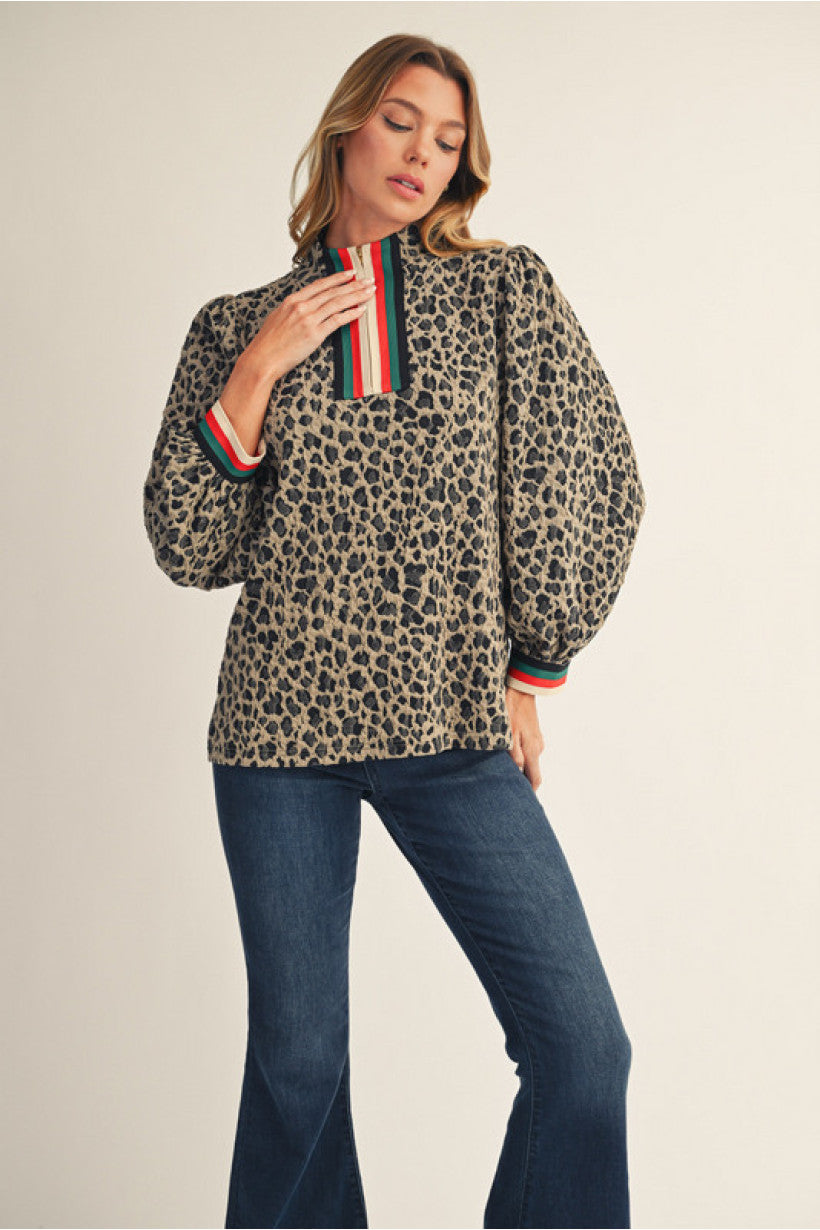 CHEETAH STRIPE 1/4 ZIP