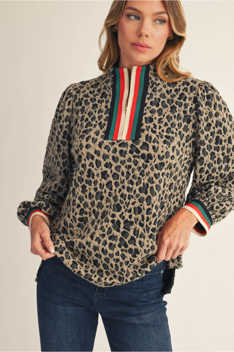 CHEETAH STRIPE 1/4 ZIP