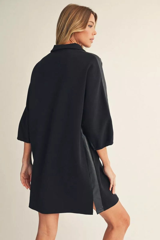 FAUX LEATHER BLACK DRESS