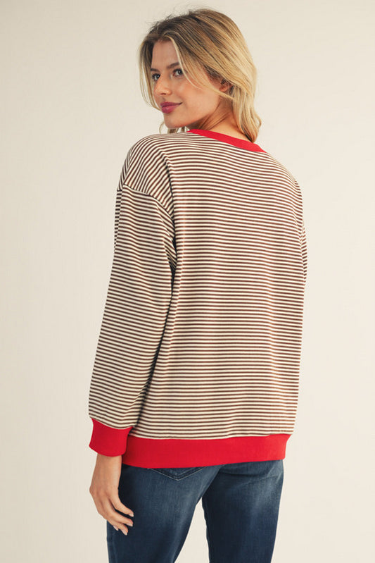 STRIPE BROWN LS TOP