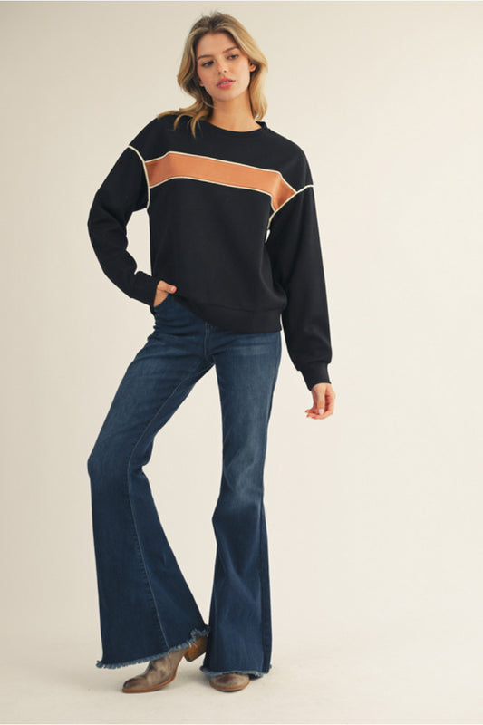 DROP SHOULDER BLK SWEATSHIRT