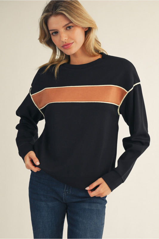 DROP SHOULDER BLK SWEATSHIRT