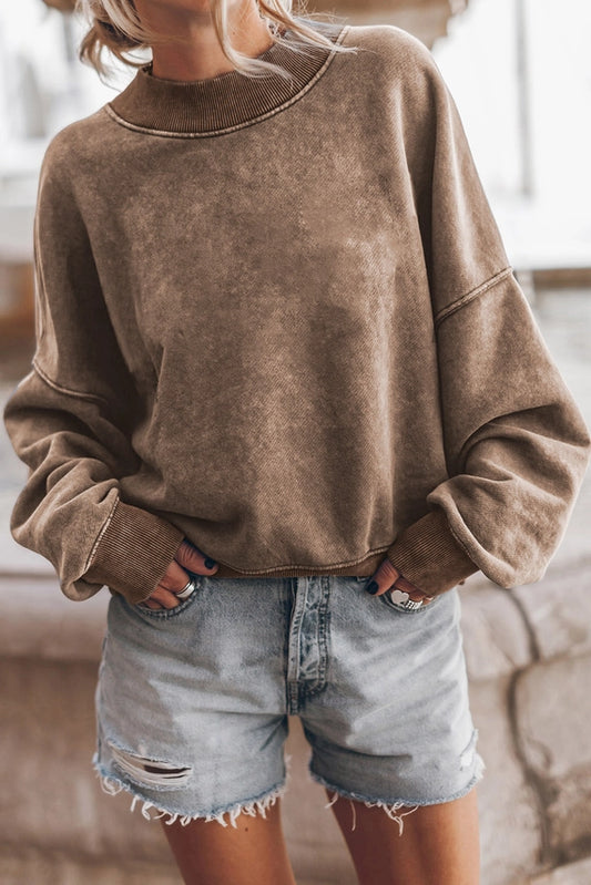 CREW NECK BROWN SWEATER