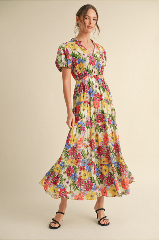 FIELD OF FLOWERS GREEN DRESS
