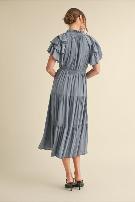 SATIN ELASTIC WAIST DRESS