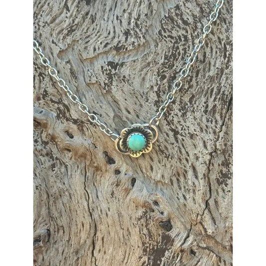 AUTHENTIC TURQUOISE STONE FLOWER NECKLACE
