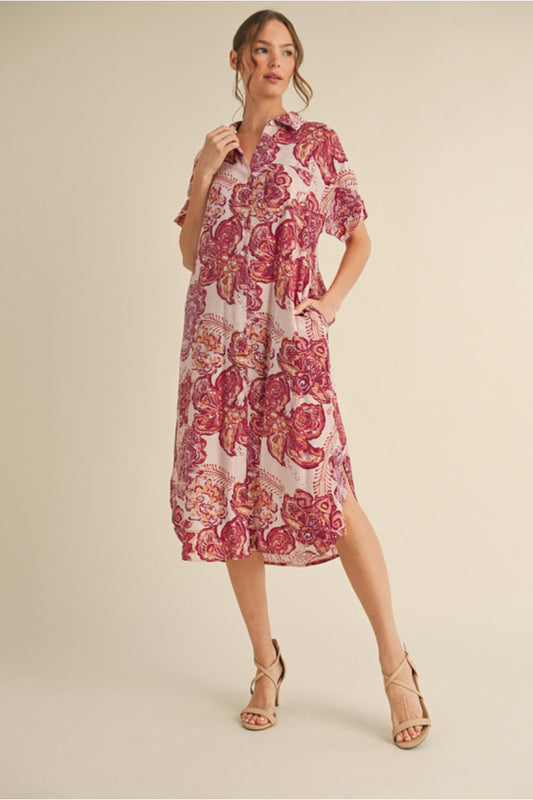 ROSE BUTON DOWN DRESS