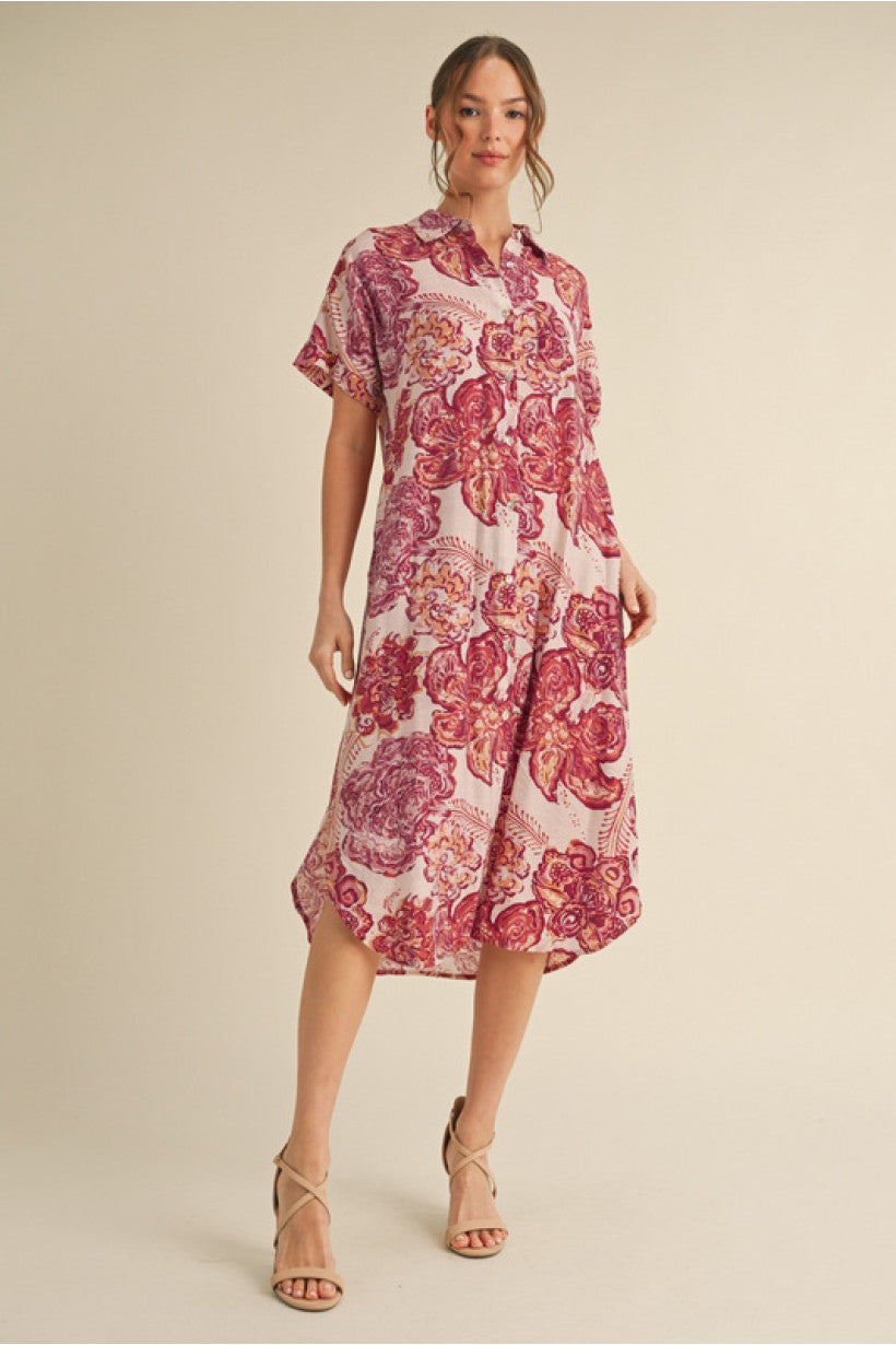 ROSE BUTON DOWN DRESS