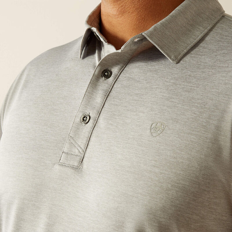 ARIAT MENS FITTED GRAY POLO