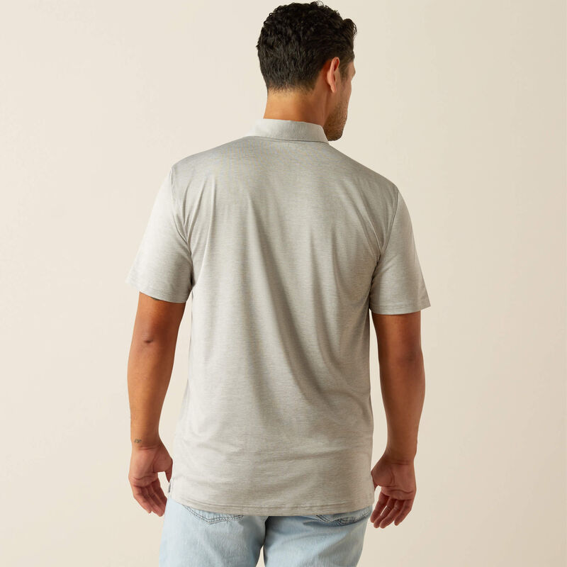ARIAT MENS FITTED GRAY POLO