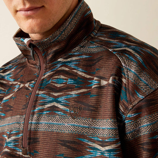 ARIAT MEN CALDWELL 1/4 ZIP MAHOGANY SWEATER