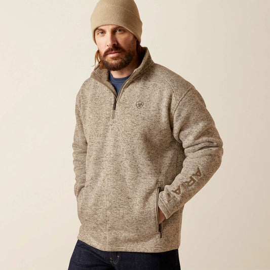 ARIAT MN CALDWELL BEIGE 1/4 ZIP