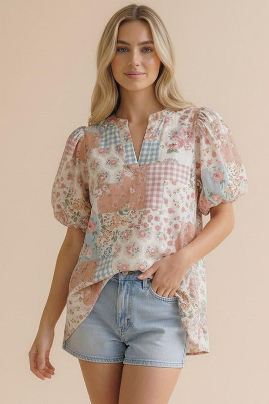 PATCHWORK FLORAL TOP