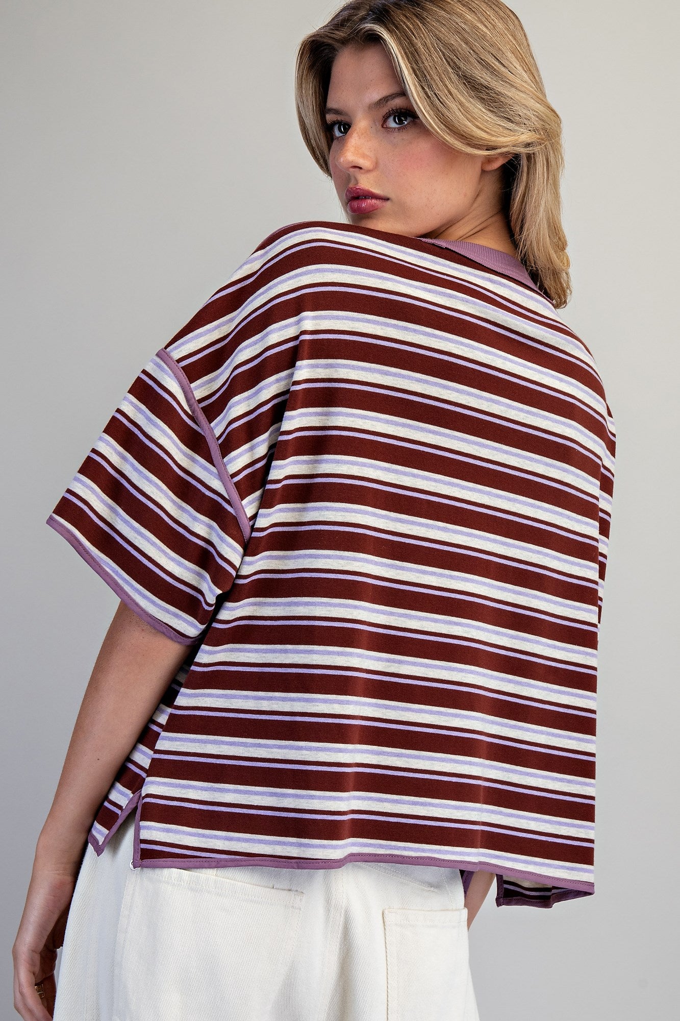 FIG JAM BOXY STRIPED SS TOP