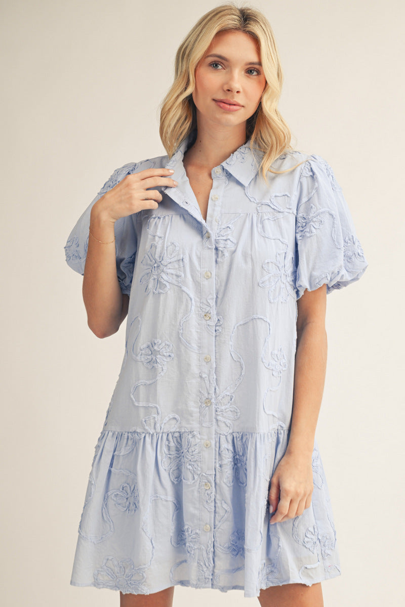 3D FLORAL BLUE DRESS