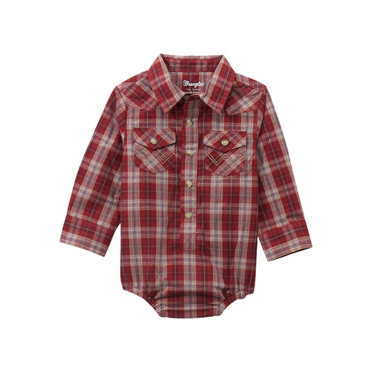 BABY BOY RED PLAID ONESIE