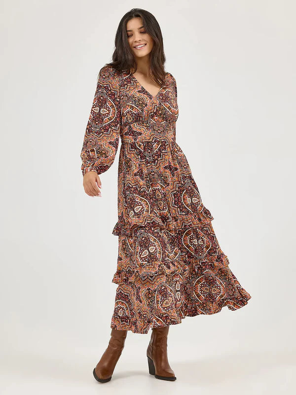wrangler retro dresses Wrangler Women's Mosaic Print Maxi Dress