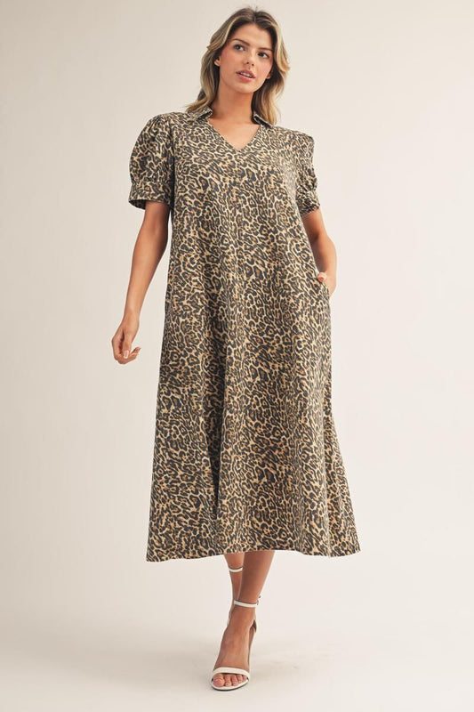 LEOPARD WOVEN DRESS
