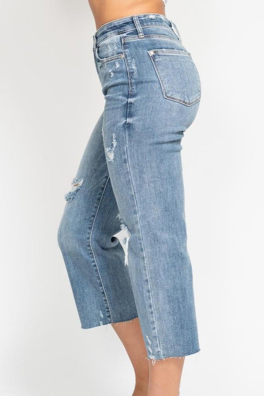 JUDY BLUE HW WIDE LEG CROP JEANS