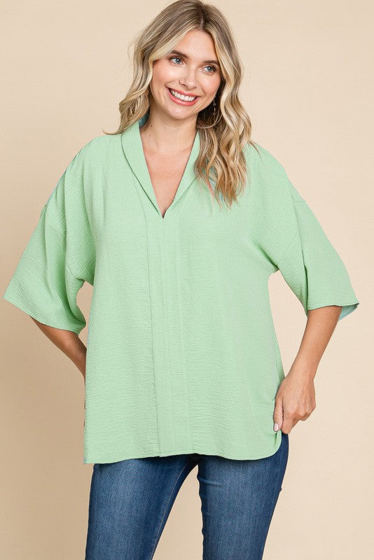 SHAWL COLLAR ALOE TOP