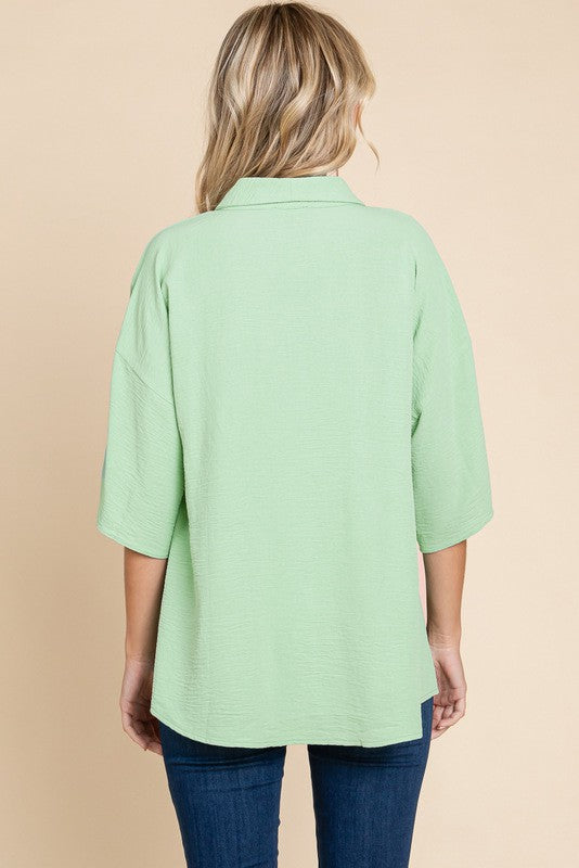 SHAWL COLLAR ALOE TOP