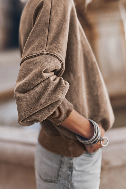 CREW NECK BROWN SWEATER