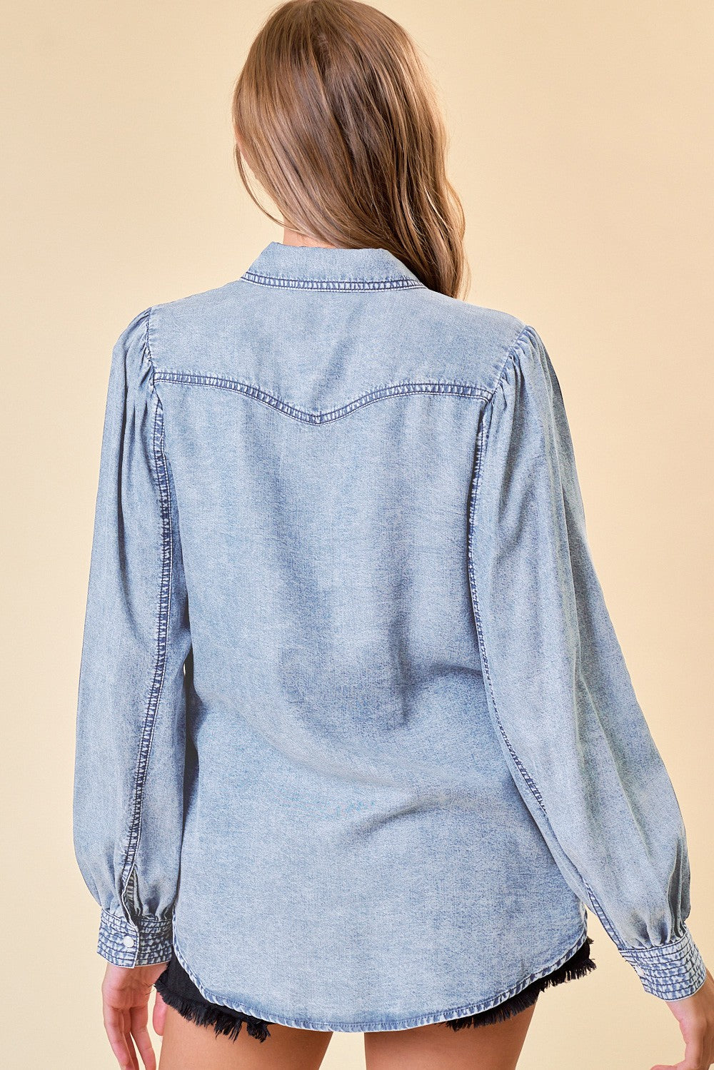 DENIM POCKET SNAP LS