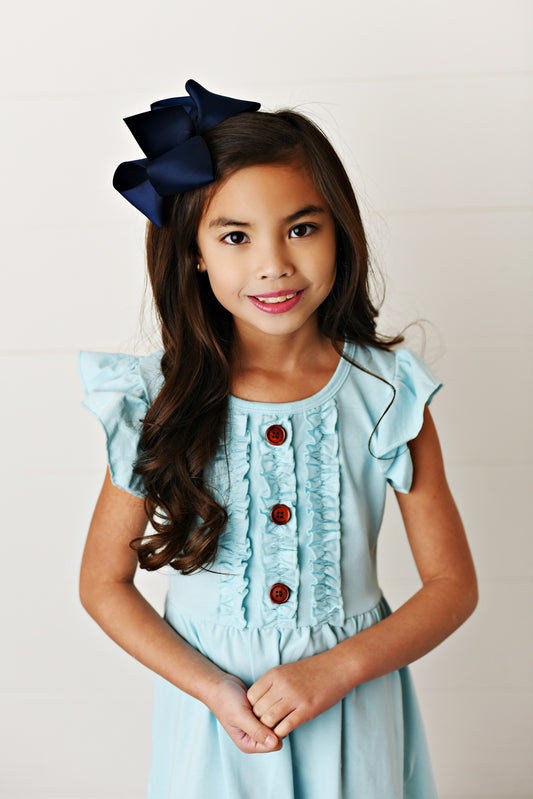 EMMY SKY BLUE RUFFLE DRESS