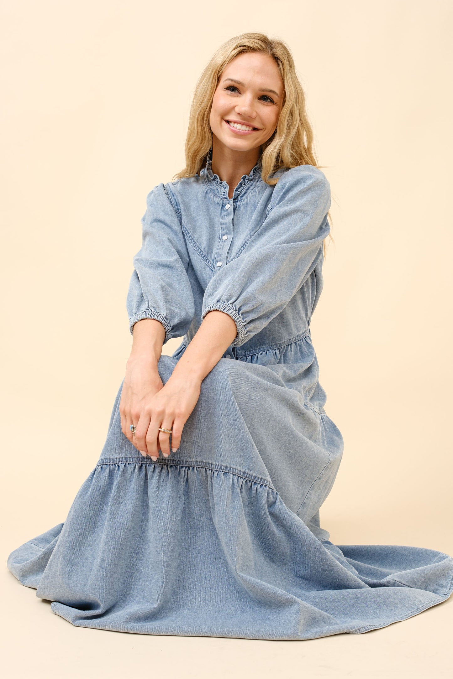 Chevron Midi Denim Dress