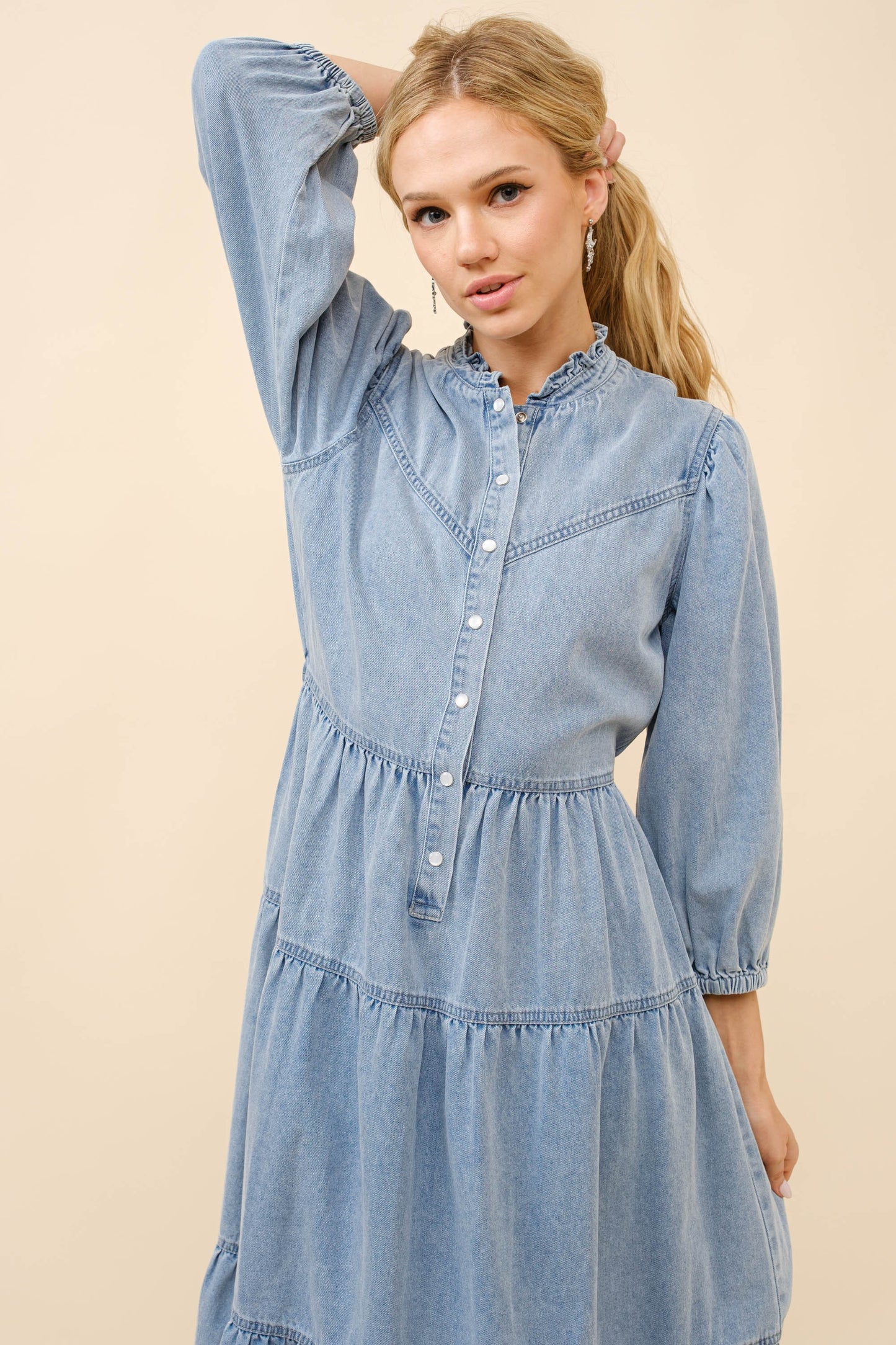 Chevron Midi Denim Dress