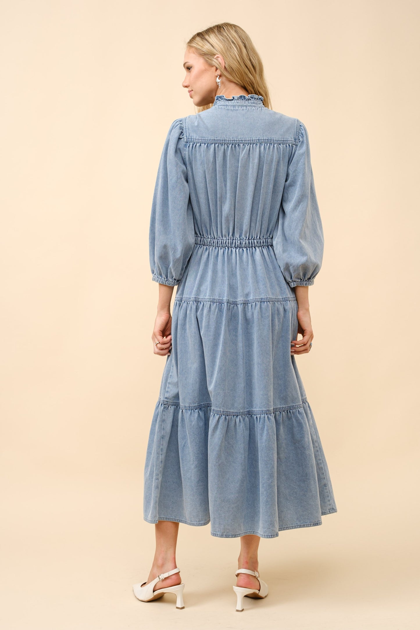 Chevron Midi Denim Dress