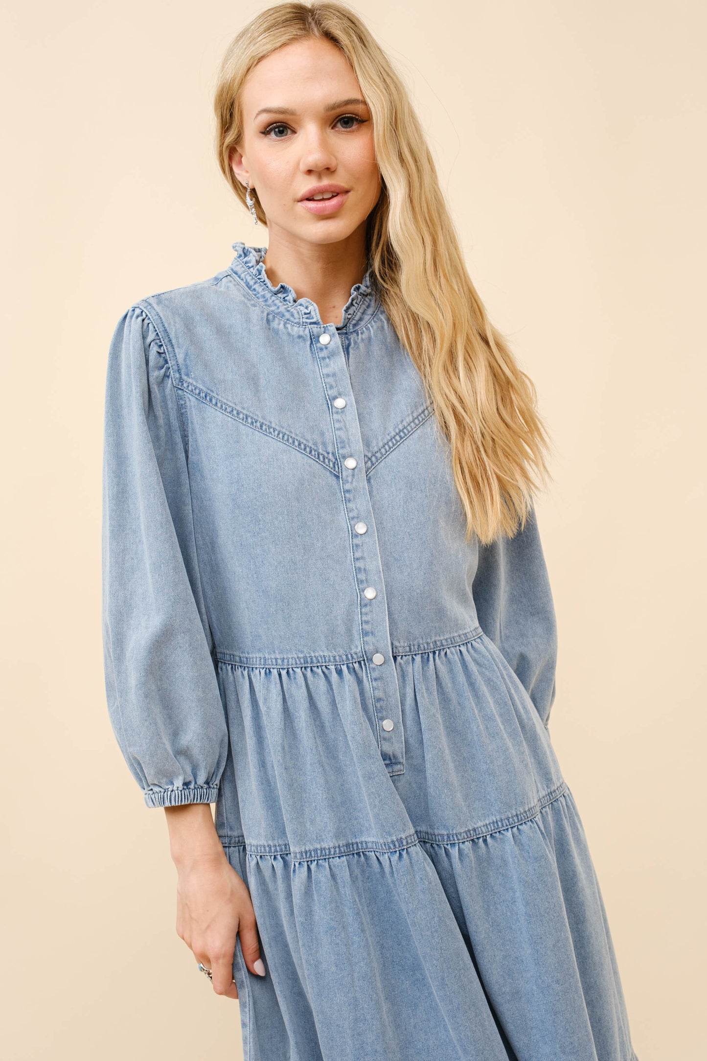 Chevron Midi Denim Dress