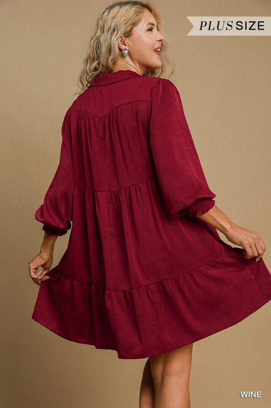 LITTLE WINE SILK DRESS