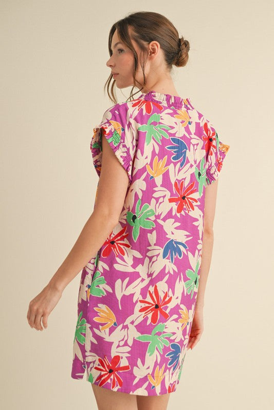 SLAY FLORAL FRILLED DRESS