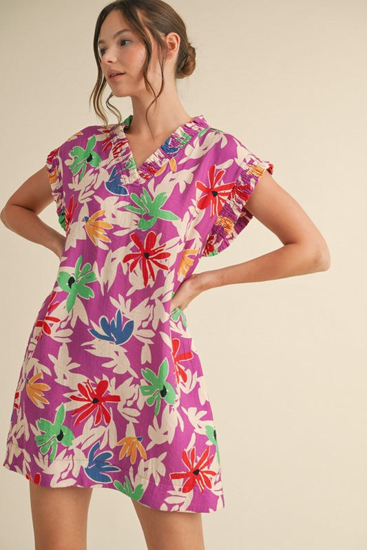 SLAY FLORAL FRILLED DRESS