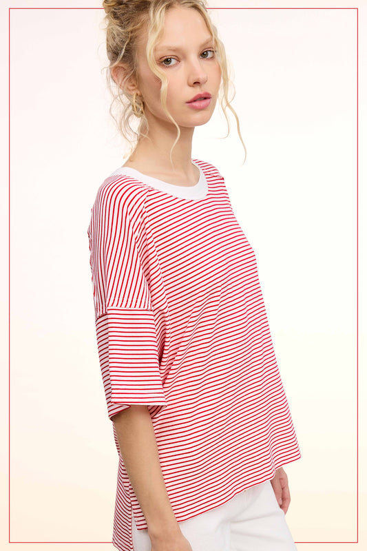 BASIC TOMATO STRIPE SS TOP