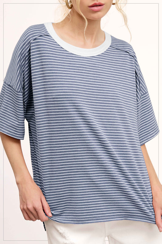 BASIC DENIM STRIPE SS TOp