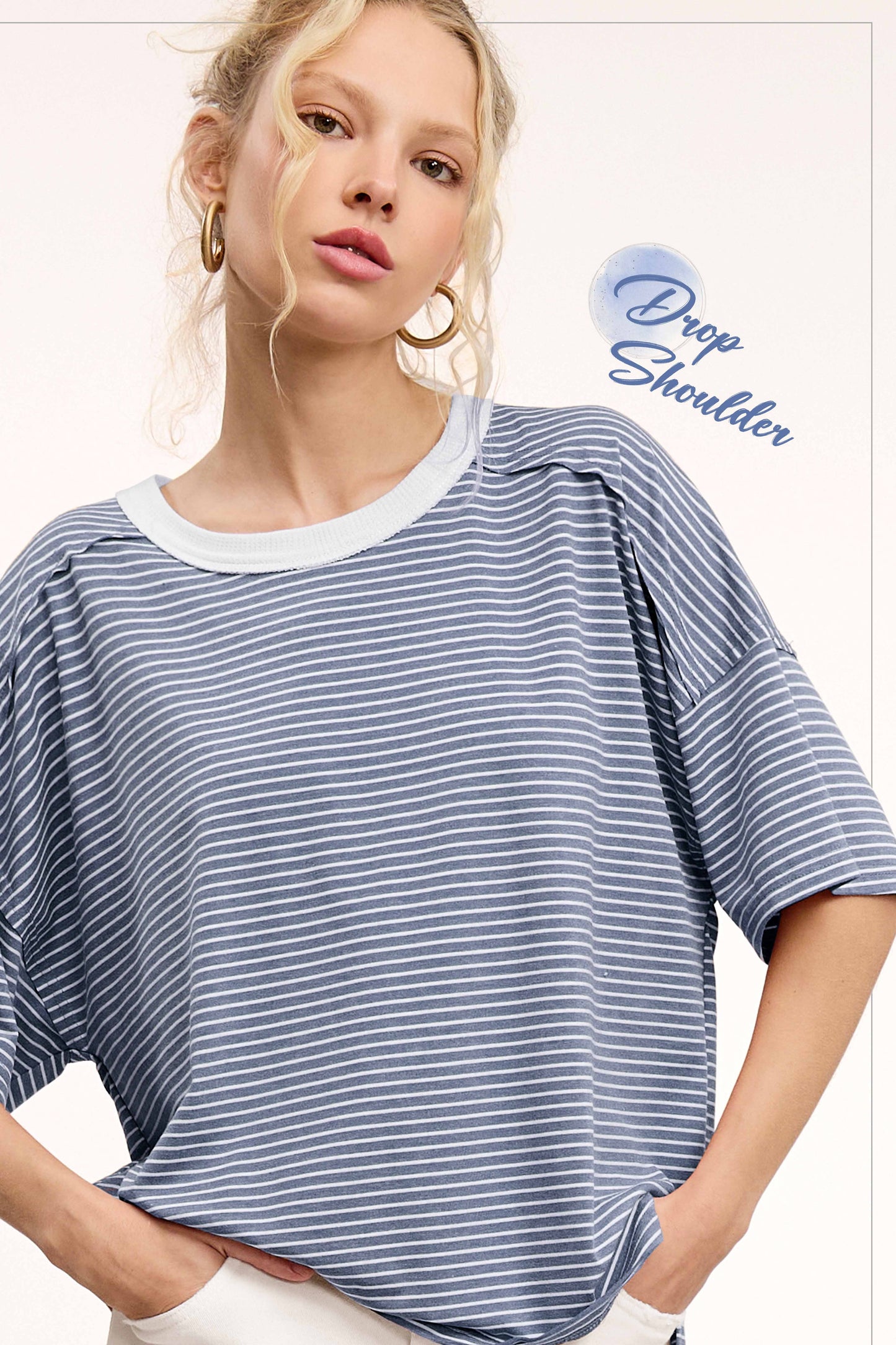 BASIC DENIM STRIPE SS TOp
