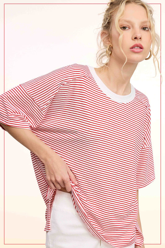 BASIC TOMATO STRIPE SS TOP